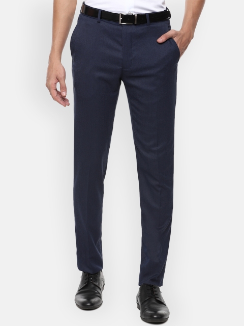 

Louis Philippe Men Navy Blue Slim Fit Formal Trousers