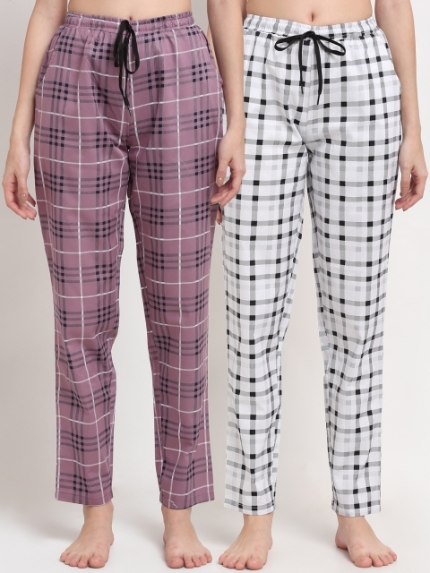 

Claura Purple Pack of 2 Printed Cotton Lounge Pants