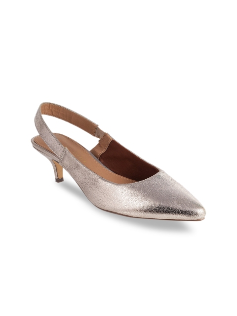 

LEMON & PEPPER Gunmetal-Toned PU Kitten Pumps, Metallic