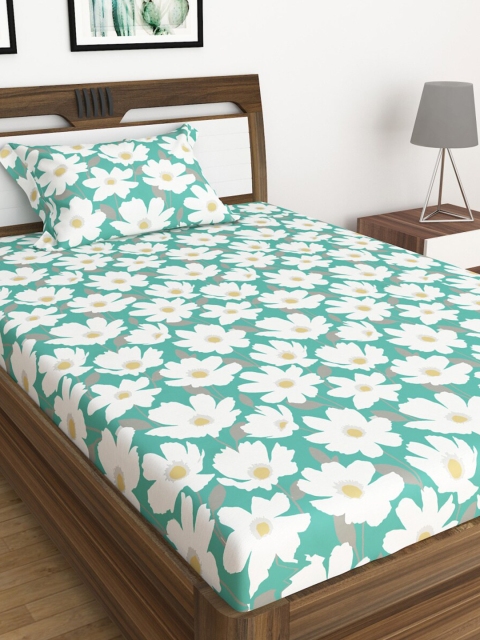

Home Centre 104 TC Juniper Antonio Teal Floral Printed 2-Piece Single Bedsheet Set