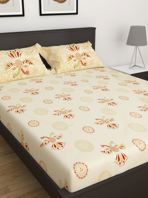 

Home Centre Raj Durbar Printed 3-Piece Cotton Double Bedsheet Set, Yellow