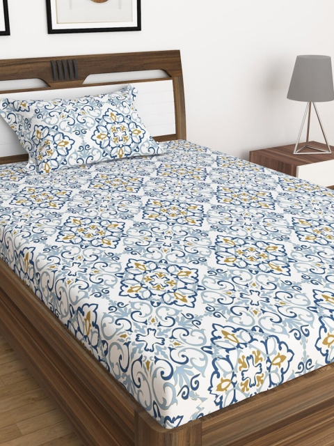 

Home Centre 104 TC Juniper Blue Printed Single Bedsheet with 1 Pillow Cover
