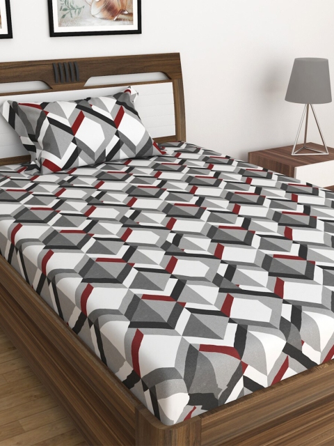 

Home Centre 104 TC Harold Grey Printed Cotton Single Bedsheet Set
