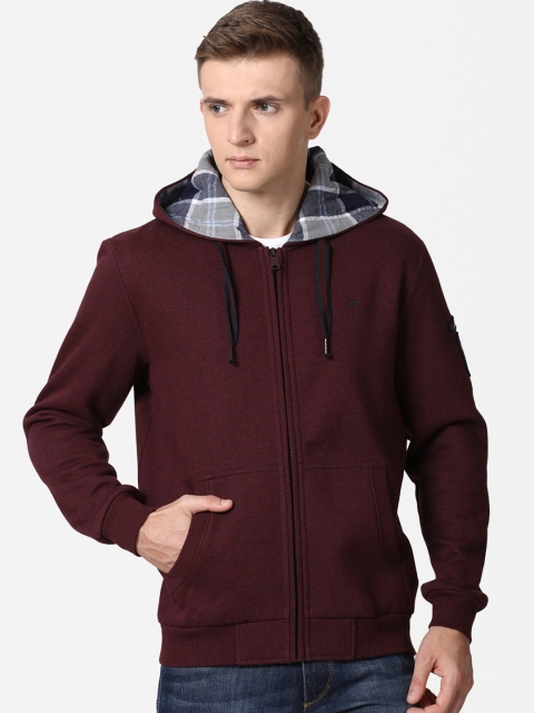 

t-base Men Maroon Hooded Sweatshirt