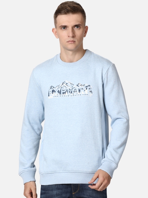 

t-base Men Blue & White Printed Sweatshirt