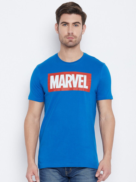 

Marvel by Wear Your Mind Men Blue White Typography Printed Cotton Pure Cotton T-shirt