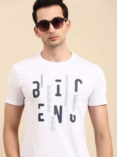 

Being Human Men White Black Typography Printed Round Neck Pure Cotton T-shirt