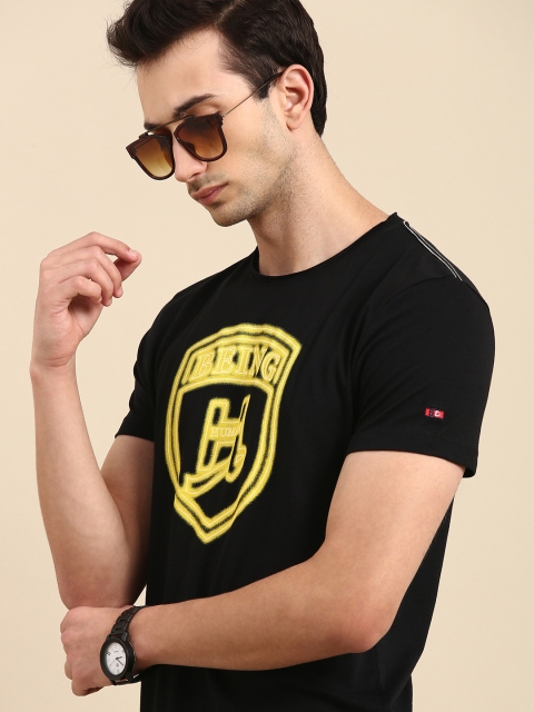 

Being Human Men Black Brand Logo Printed Pure Cotton T-shirt