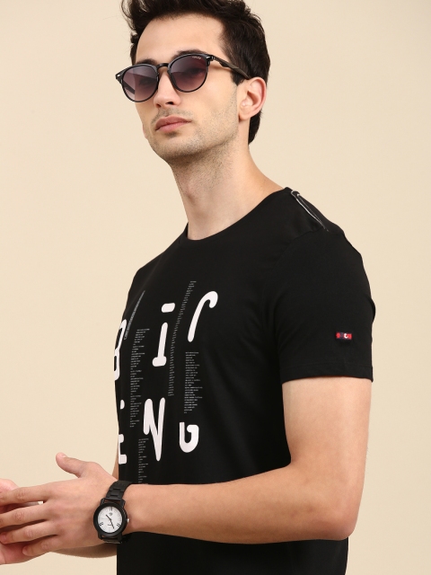 

Being Human Men Black White Typography Printed Pure Cotton T-shirt