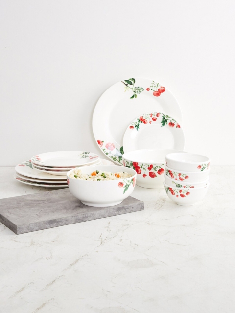 

Home Centre 14 pieces White Printed Porcelain Dinner Set