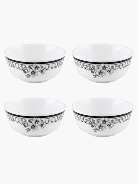 

Home Centre Set of 4 White Printed Melamine Cereal Bowls