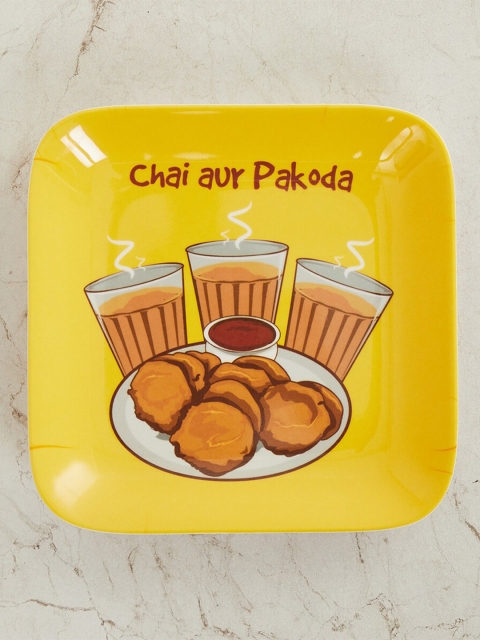 

Home Centre Yellow Melamine Square Appetizer Plate