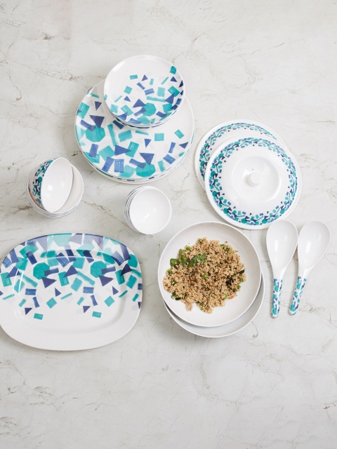 

Home Centre 31 Pieces Teal Printed Melamine Dinner Set