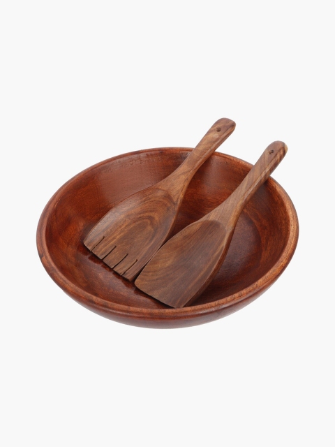 

Home Centre Brown Solid Salad And Nut Bowl Set