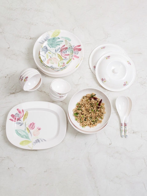 

Home Centre 31 Pcs White Printed Melamine Dinner Set