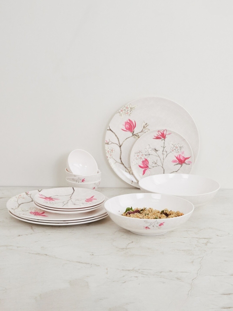 

Home Centre 14 pcs White Printed Melamine Dinner Set