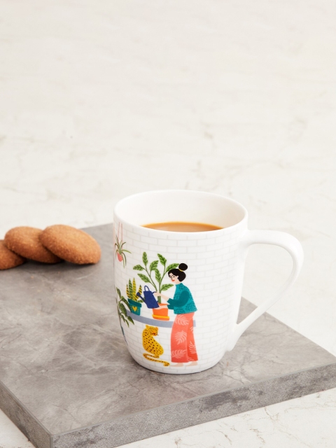 

Home Centre White Printed Bone China Mug