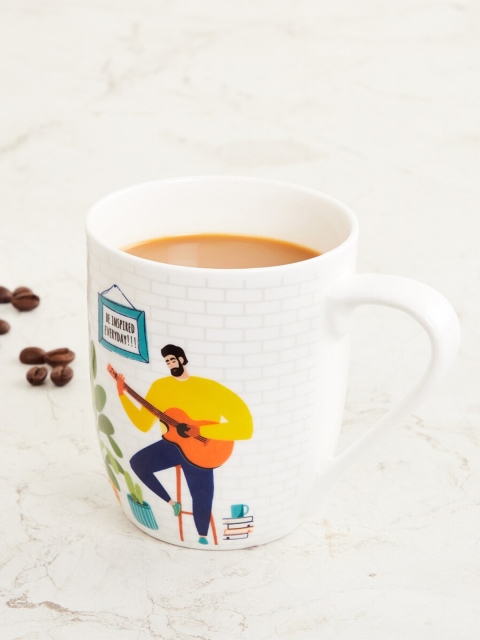 

Home Centre White Printed Bone China Big Mug