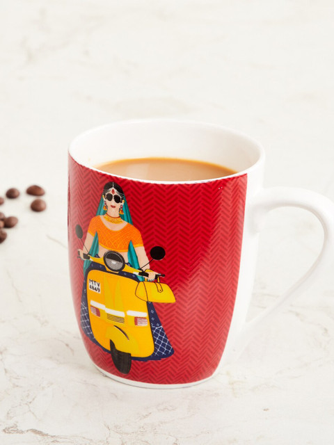 

Home Centre White Printed Bone China Mug