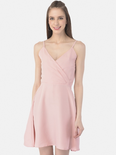 

Istyle Can Peach-Coloured Wrap A-Line Mini Dress
