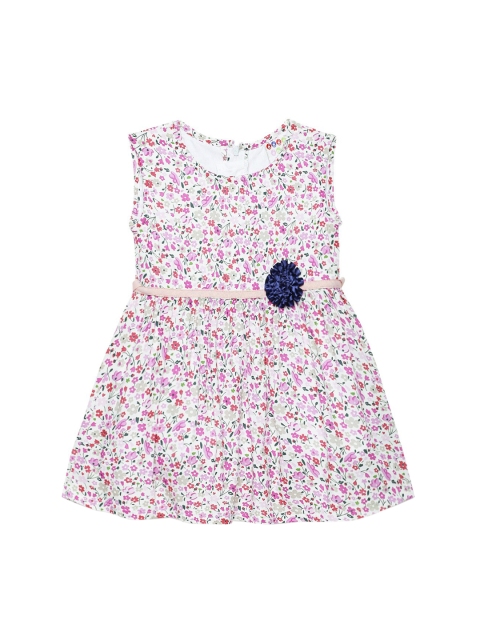 

ZION Infant Girls White & Pink Floral Printed Dress