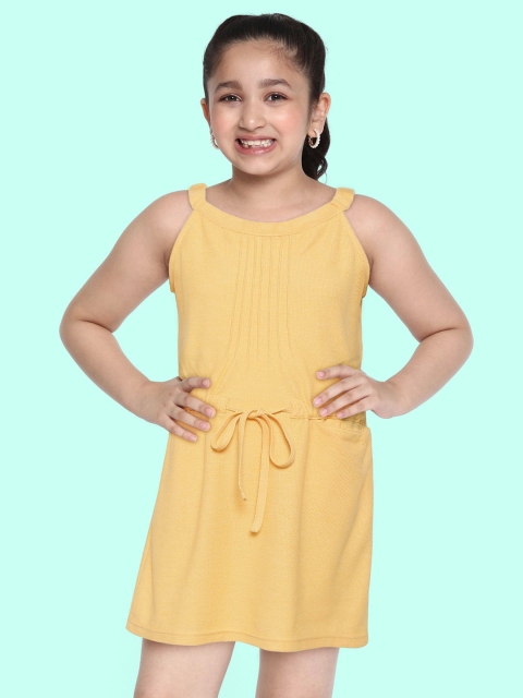 

GOJI Girls Orange Self Design A-Line Dress