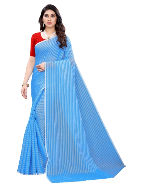 

KALINI Blue & White Striped Saree