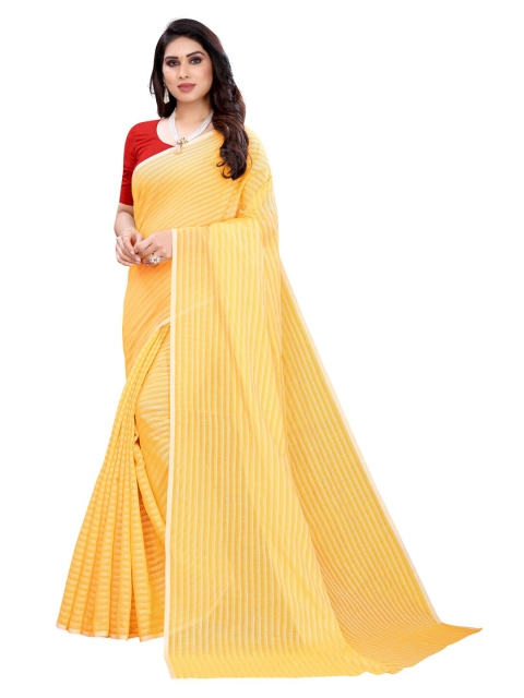 

KALINI Yellow & White Striped Saree