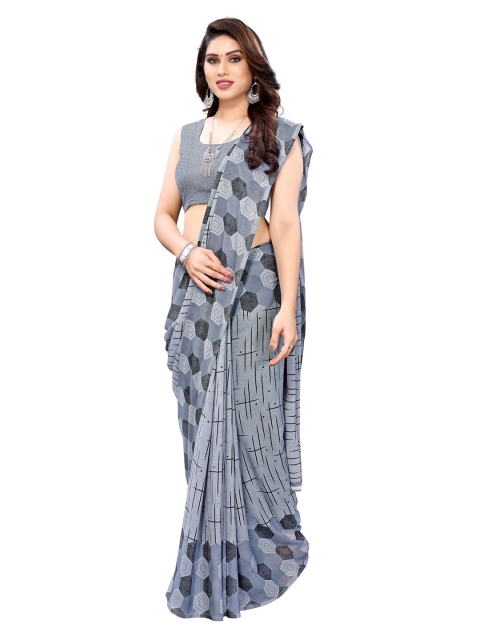 

KALINI Grey & Black Geometric Motifs Printed Saree