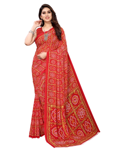 

KALINI Red & Gold-Toned Bandhani Saree