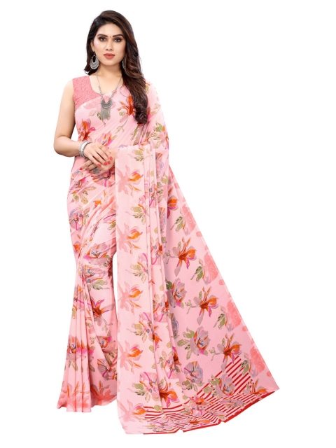 

KALINI Pink & Red Floral Motifs Printed Saree