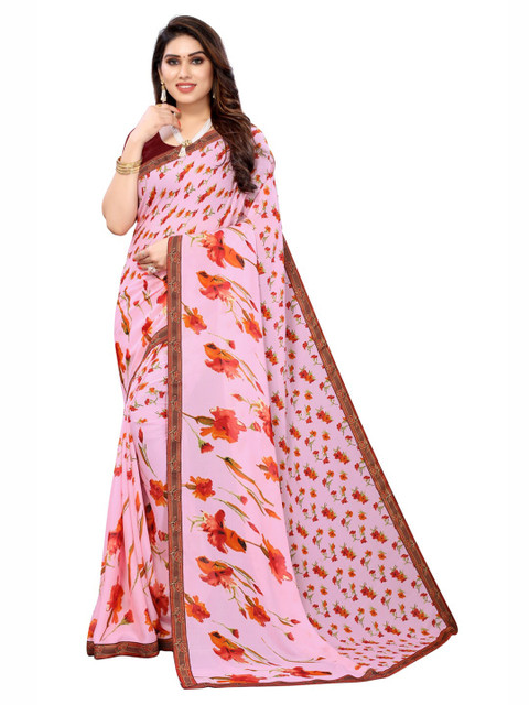 

KALINI Pink & Red Floral Motifs Printed Saree