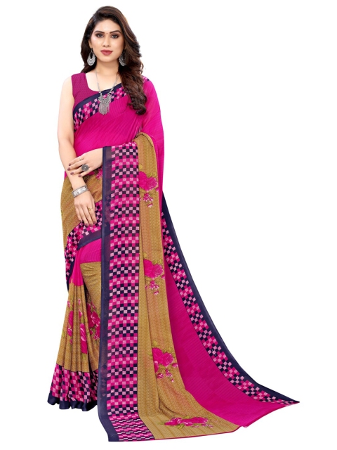 

KALINI Pink & Brown Floral Motifs Printed Saree