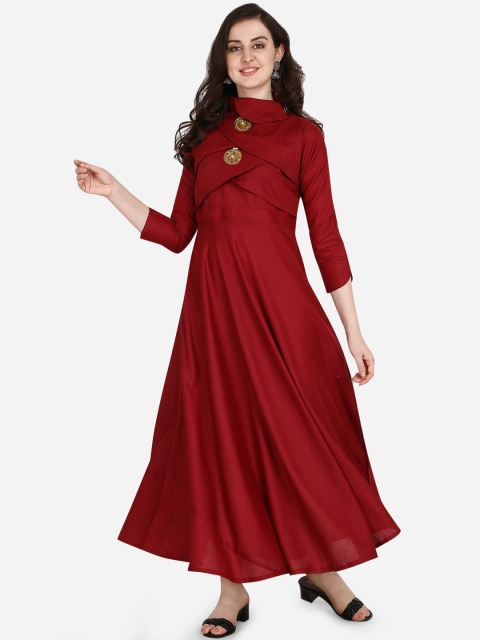 

OM SAI LATEST CREATION Women Maroon Anarkali Kurta