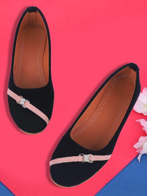 

FABBMATE Women Black Printed Ballerinas with Bows Flats