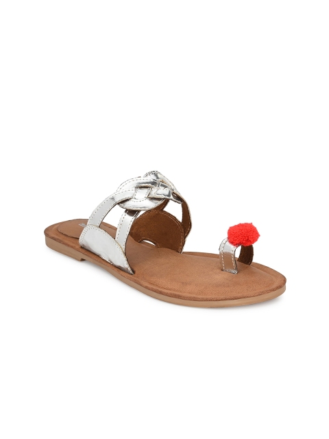 

Anouk Women Silver-Toned Open Toe Flats