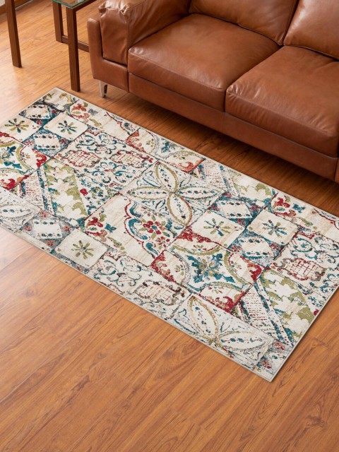 

Home Centre Beige & Red Floral Printed Anti-Skid Carpet