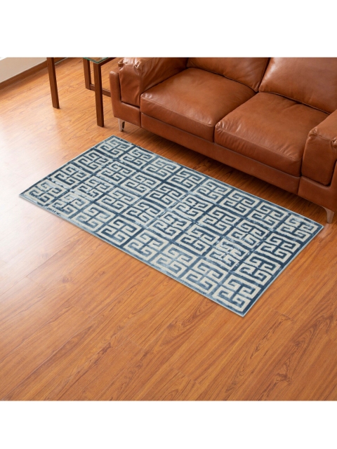 

Home Centre Blue & White Geometric Patterned Rectangular Anti-Skid Carpet