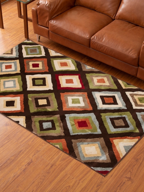 

Home Centre Brown & Beige Geometric Anti-Skid Carpet