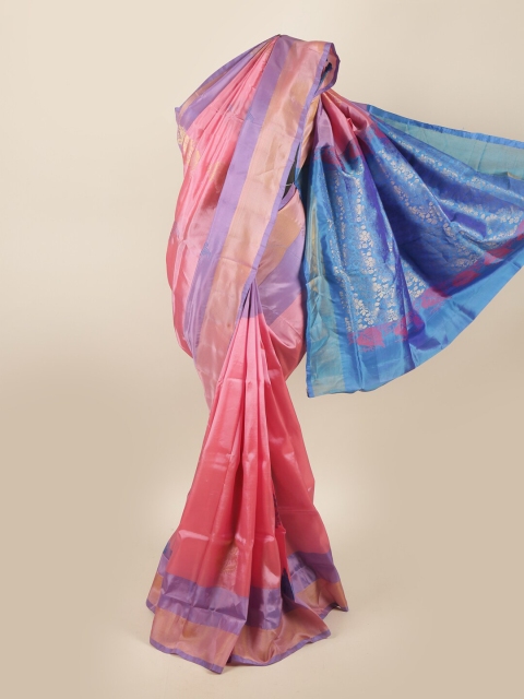 

Pothys Pink & Blue Ethnic Motifs Zari Pure Silk Saree