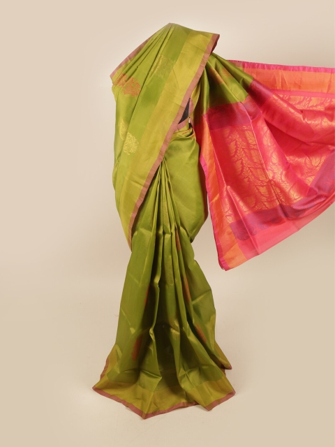 

Pothys Green & Pink Ethnic Motifs Zari Pure Silk Saree