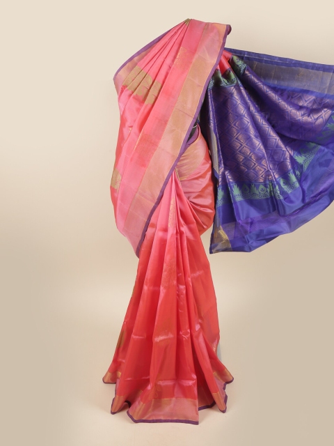 

Pothys Pink & Blue Ethnic Motifs Zari Pure Silk Saree