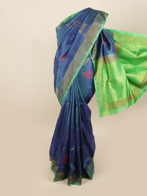 

Pothys Blue & Green Ethnic Motifs Pure Silk Saree