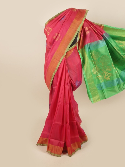 

Pothys Pink & Green Woven Design Pure Silk Saree