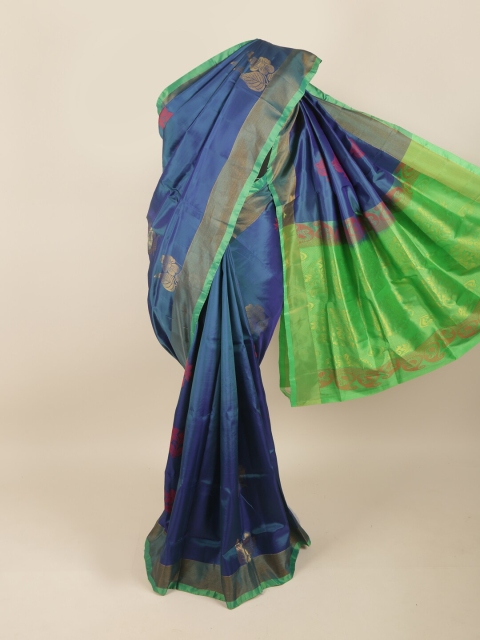 

Pothys Blue & Green Woven Design Pure Silk Saree