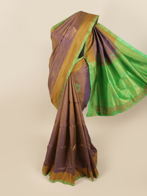 

Pothys Brown & Green Woven Design Pure Silk Saree