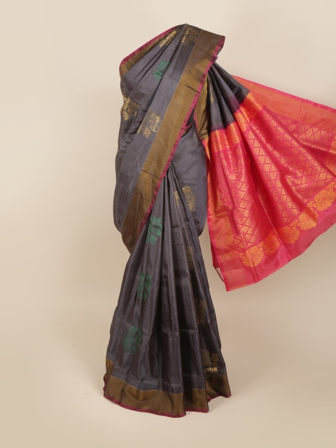

Pothys Grey & Red Woven Design Pure Silk Saree