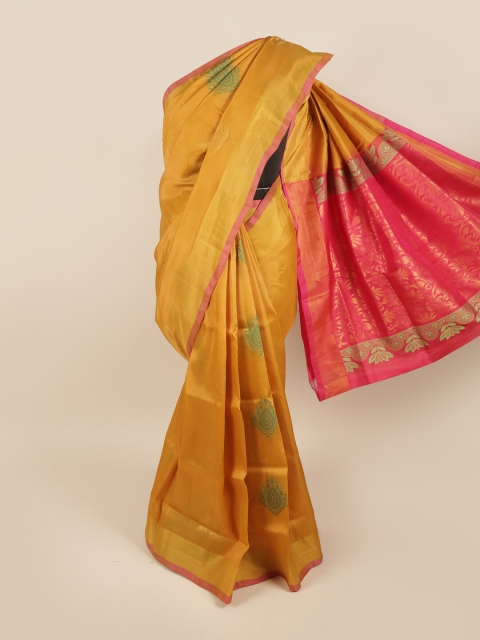 

Pothys Mustard & Pink Ethnic Motifs Pure Silk Saree