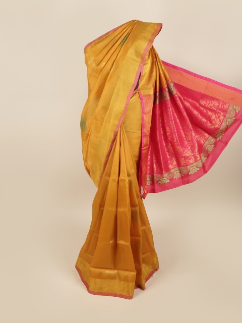 

Pothys Mustard & Pink Ethnic Motifs Pure Silk Saree