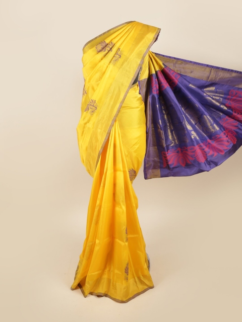 

Pothys Yellow & Blue Floral Pure Silk Saree